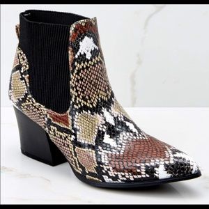 Snake print ankle boots